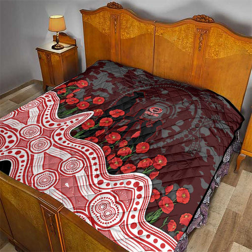 Gold Coast Suns ANZAC Day Quilt Indigenous Dot Art with Poppy Flower Tribute