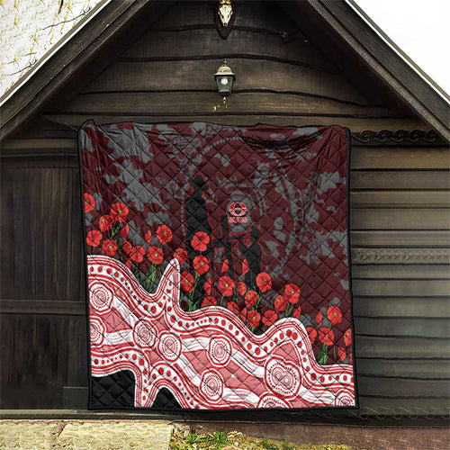 Gold Coast Suns ANZAC Day Quilt Indigenous Dot Art with Poppy Flower Tribute
