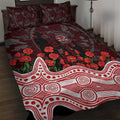 Gold Coast Suns ANZAC Day Quilt Bed Set Indigenous Dot Art with Poppy Flower Tribute