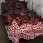 Gold Coast Suns ANZAC Day Quilt Bed Set Indigenous Dot Art with Poppy Flower Tribute