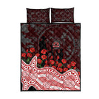 Gold Coast Suns ANZAC Day Quilt Bed Set Indigenous Dot Art with Poppy Flower Tribute