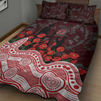 Gold Coast Suns ANZAC Day Quilt Bed Set Indigenous Dot Art with Poppy Flower Tribute