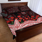 Gold Coast Suns ANZAC Day Quilt Bed Set Indigenous Dot Art with Poppy Flower Tribute
