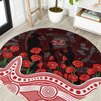 Gold Coast Suns ANZAC Day Round Carpet Indigenous Dot Art with Poppy Flower Tribute