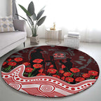 Gold Coast Suns ANZAC Day Round Carpet Indigenous Dot Art with Poppy Flower Tribute