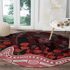 Gold Coast Suns ANZAC Day Round Carpet Indigenous Dot Art with Poppy Flower Tribute