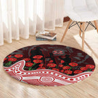 Gold Coast Suns ANZAC Day Round Carpet Indigenous Dot Art with Poppy Flower Tribute