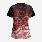 Gold Coast Suns ANZAC Day Scrub Top Indigenous Dot Art with Poppy Flower Tribute