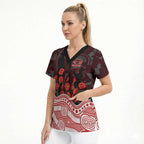 Gold Coast Suns ANZAC Day Scrub Top Indigenous Dot Art with Poppy Flower Tribute