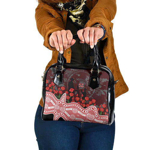 Gold Coast Suns ANZAC Day Shoulder Handbag Indigenous Dot Art with Poppy Flower Tribute