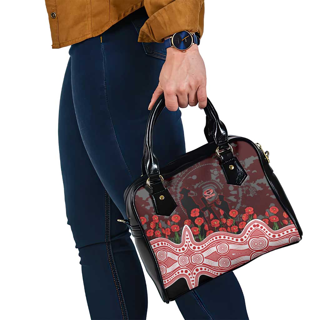 Gold Coast Suns ANZAC Day Shoulder Handbag Indigenous Dot Art with Poppy Flower Tribute
