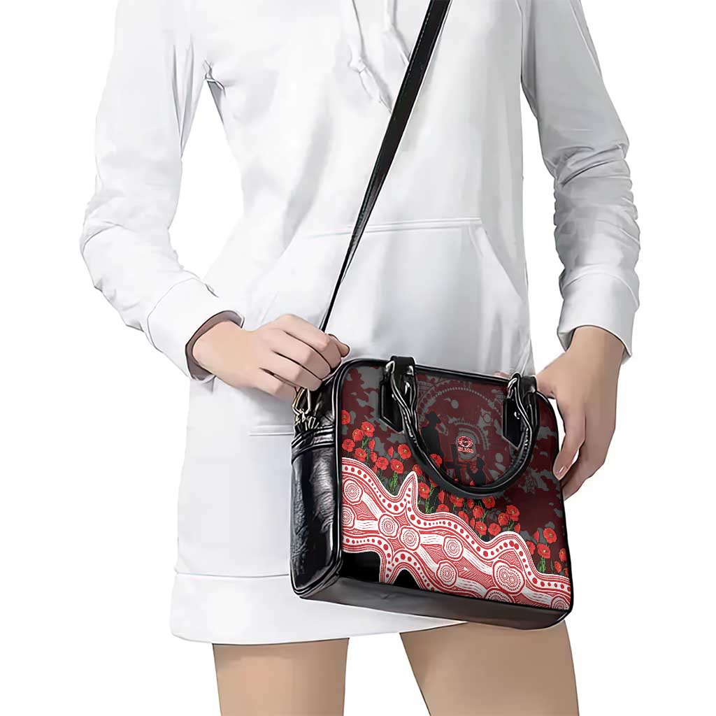 Gold Coast Suns ANZAC Day Shoulder Handbag Indigenous Dot Art with Poppy Flower Tribute