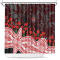 Gold Coast Suns ANZAC Day Shower Curtain Indigenous Dot Art with Poppy Flower Tribute