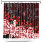 Gold Coast Suns ANZAC Day Shower Curtain Indigenous Dot Art with Poppy Flower Tribute