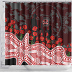 Gold Coast Suns ANZAC Day Shower Curtain Indigenous Dot Art with Poppy Flower Tribute