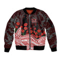 Gold Coast Suns ANZAC Day Sleeve Zip Bomber Jacket Indigenous Dot Art with Poppy Flower Tribute