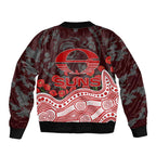 Gold Coast Suns ANZAC Day Sleeve Zip Bomber Jacket Indigenous Dot Art with Poppy Flower Tribute
