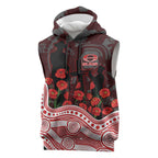 Gold Coast Suns ANZAC Day Sleeveless Hoodie Indigenous Dot Art with Poppy Flower Tribute