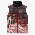 Gold Coast Suns ANZAC Day Sleeveless Puffer Jacket Indigenous Dot Art with Poppy Flower Tribute