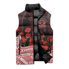Gold Coast Suns ANZAC Day Sleeveless Puffer Jacket Indigenous Dot Art with Poppy Flower Tribute