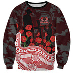 Gold Coast Suns ANZAC Day Sweatshirt Indigenous Dot Art with Poppy Flower Tribute