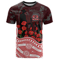 Gold Coast Suns ANZAC Day T Shirt Indigenous Dot Art with Poppy Flower Tribute