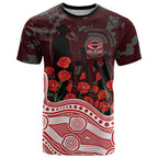 Gold Coast Suns ANZAC Day T Shirt Indigenous Dot Art with Poppy Flower Tribute