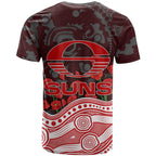 Gold Coast Suns ANZAC Day T Shirt Indigenous Dot Art with Poppy Flower Tribute