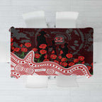 Gold Coast Suns ANZAC Day Tablecloth Indigenous Dot Art with Poppy Flower Tribute