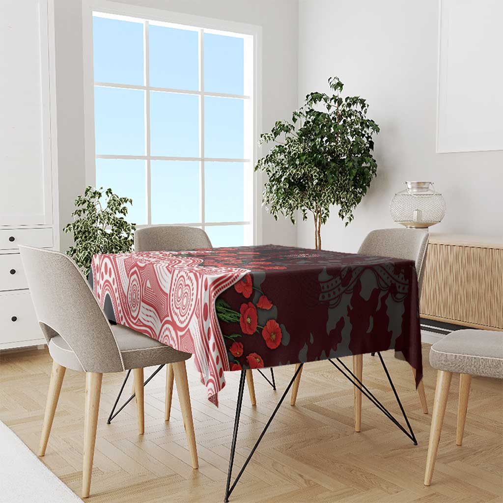 Gold Coast Suns ANZAC Day Tablecloth Indigenous Dot Art with Poppy Flower Tribute
