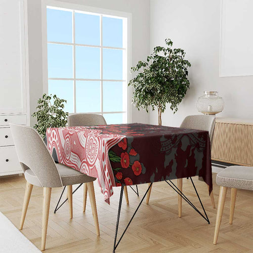 Gold Coast Suns ANZAC Day Tablecloth Indigenous Dot Art with Poppy Flower Tribute