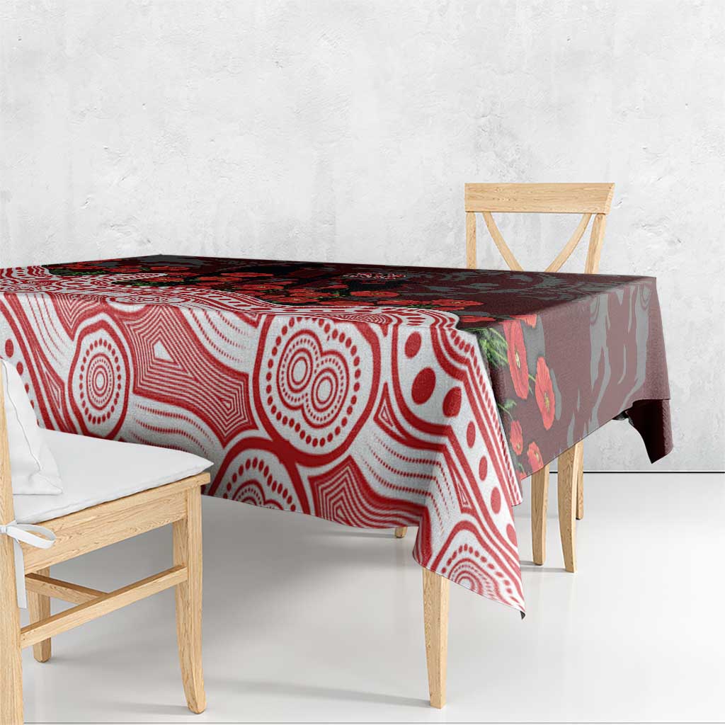 Gold Coast Suns ANZAC Day Tablecloth Indigenous Dot Art with Poppy Flower Tribute