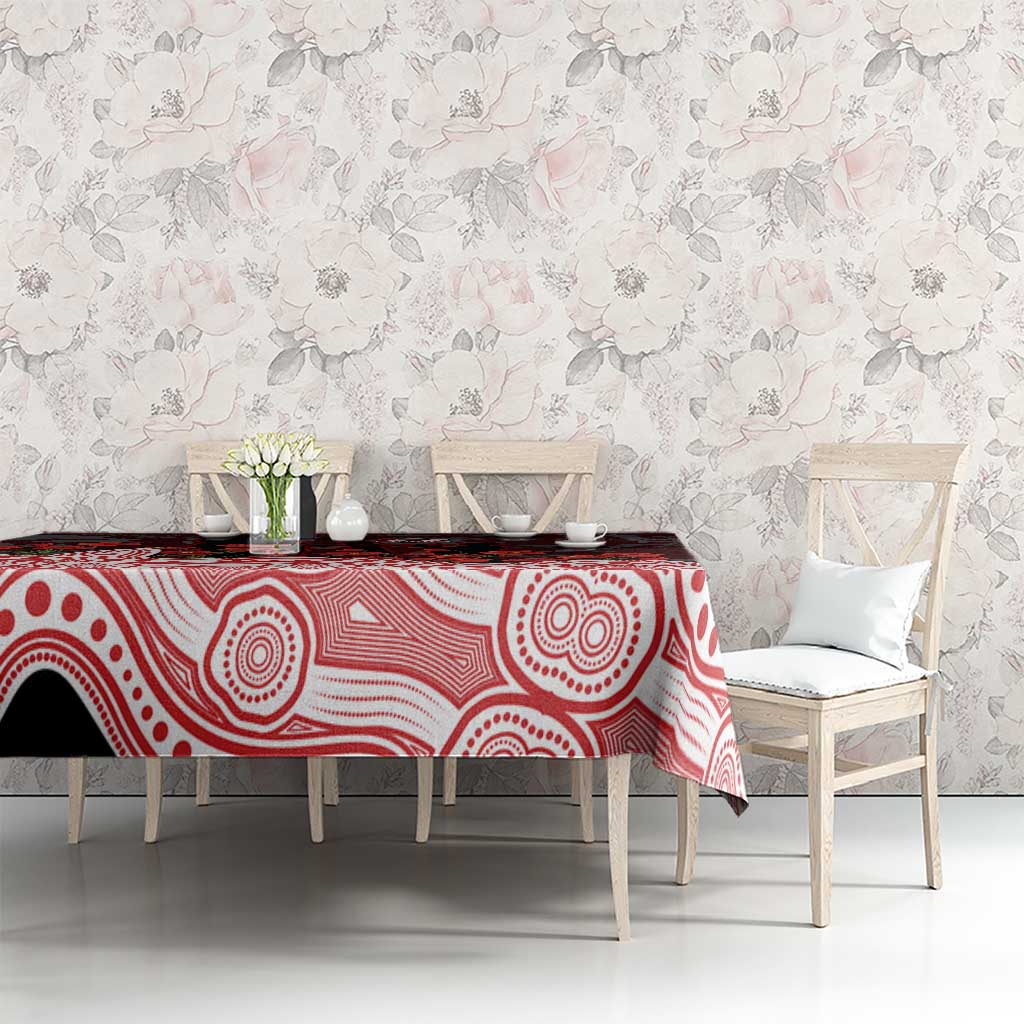Gold Coast Suns ANZAC Day Tablecloth Indigenous Dot Art with Poppy Flower Tribute