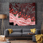 Gold Coast Suns ANZAC Day Tapestry Indigenous Dot Art with Poppy Flower Tribute