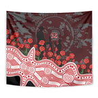 Gold Coast Suns ANZAC Day Tapestry Indigenous Dot Art with Poppy Flower Tribute