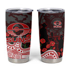 Gold Coast Suns ANZAC Day Tumbler Cup Indigenous Dot Art with Poppy Flower Tribute