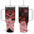 Gold Coast Suns ANZAC Day Tumbler With Handle Indigenous Dot Art with Poppy Flower Tribute
