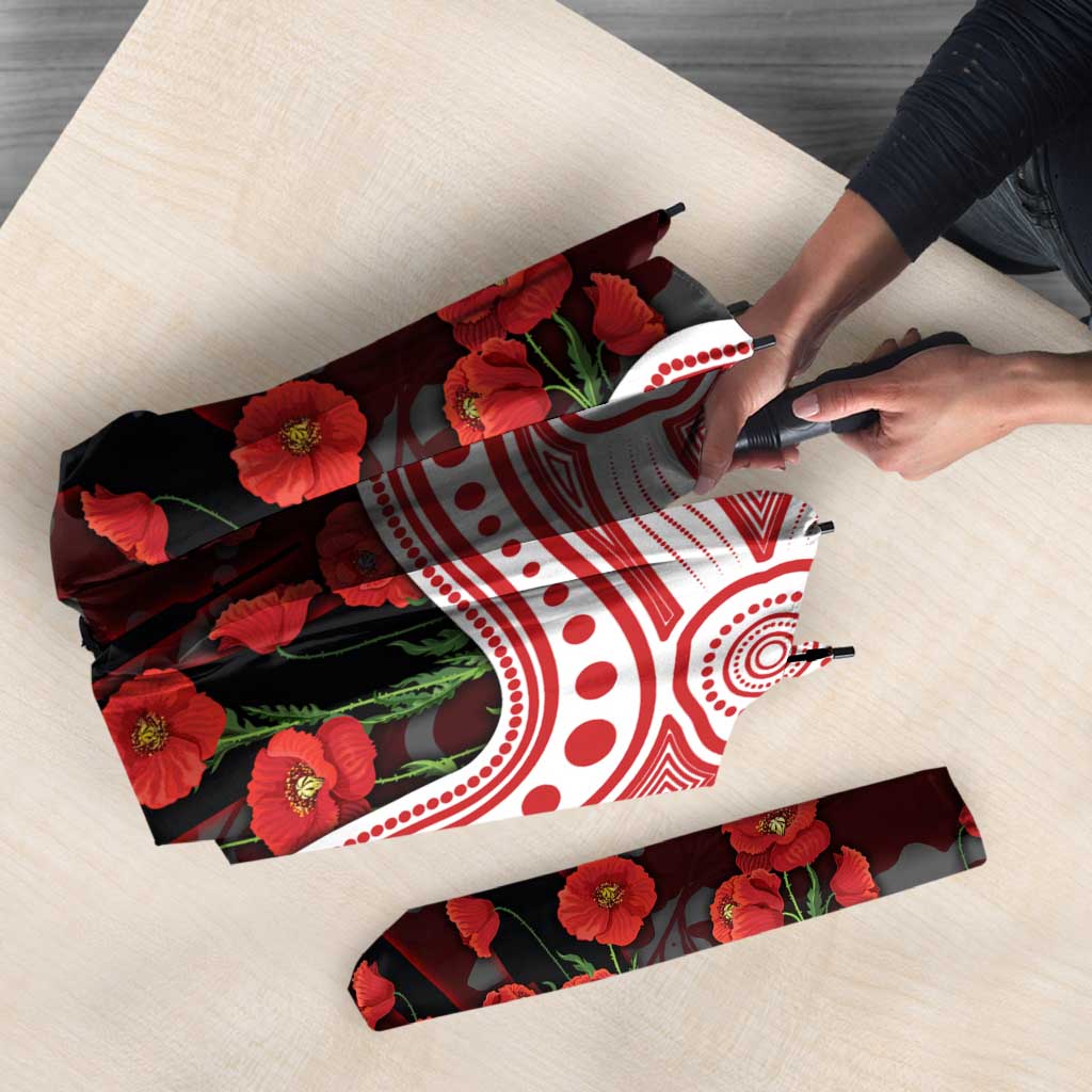 Gold Coast Suns ANZAC Day Umbrella Indigenous Dot Art with Poppy Flower Tribute