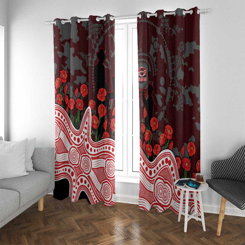 Gold Coast Suns ANZAC Day Window Curtain Indigenous Dot Art with Poppy Flower Tribute