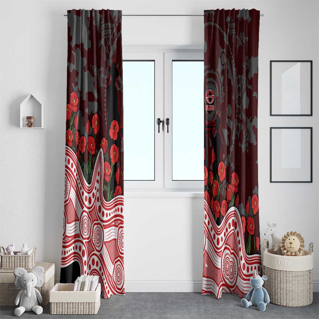 Gold Coast Suns ANZAC Day Window Curtain Indigenous Dot Art with Poppy Flower Tribute
