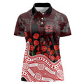 Gold Coast Suns ANZAC Day Women Polo Shirt Indigenous Dot Art with Poppy Flower Tribute