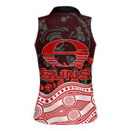 Gold Coast Suns ANZAC Day Women Sleeveless Polo Shirt Indigenous Dot Art with Poppy Flower Tribute