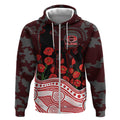 Gold Coast Suns ANZAC Day Zip Hoodie Indigenous Dot Art with Poppy Flower Tribute