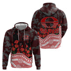 Gold Coast Suns ANZAC Day Zip Hoodie Indigenous Dot Art with Poppy Flower Tribute