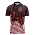 Gold Coast Suns ANZAC Day Zipper Polo Shirt Indigenous Dot Art with Poppy Flower Tribute