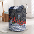 Geelong Cats ANZAC Day Laundry Basket Indigenous Dot Art with Poppy Flower Tribute