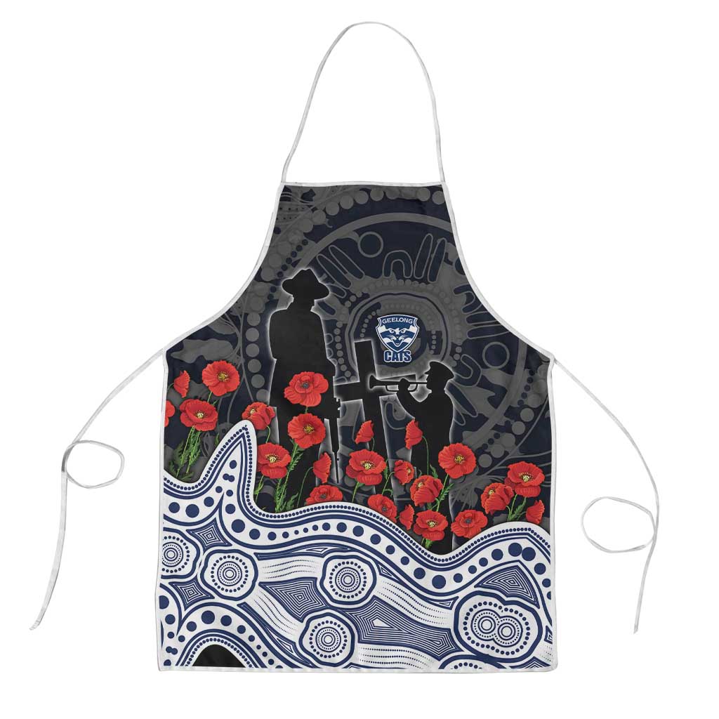 Geelong Cats ANZAC Day Apron Indigenous Dot Art with Poppy Flower Tribute