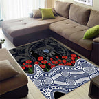 Geelong Cats ANZAC Day Area Rug Indigenous Dot Art with Poppy Flower Tribute
