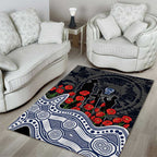 Geelong Cats ANZAC Day Area Rug Indigenous Dot Art with Poppy Flower Tribute