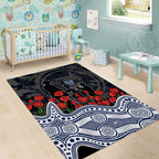 Geelong Cats ANZAC Day Area Rug Indigenous Dot Art with Poppy Flower Tribute